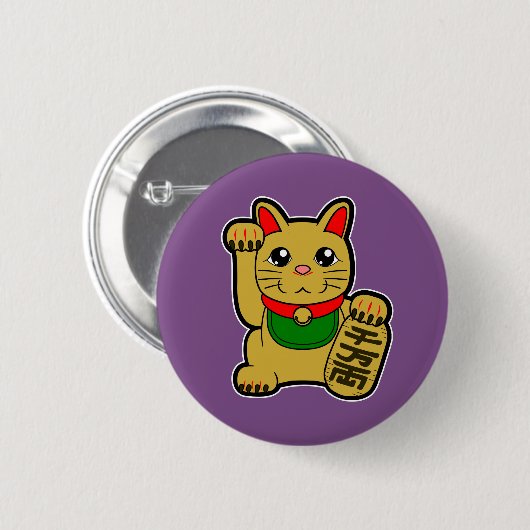 Maneki Neko: Golden Lucky Cat Button (Vorne & Hinten)