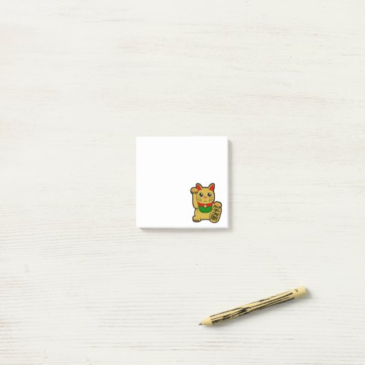 Maneki Neko: Golden Lucky Cat Post-it Klebezettel (Auf Schreibtisch)