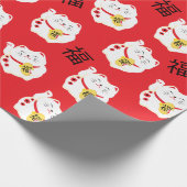 Maneki Neko Good Fortune Lucky Cat Geschenkpapier (Ecke)