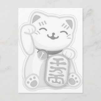 Maneki neko grau postkarte