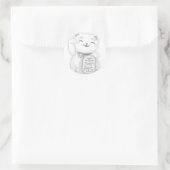 Maneki neko grau runder aufkleber (Tasche)