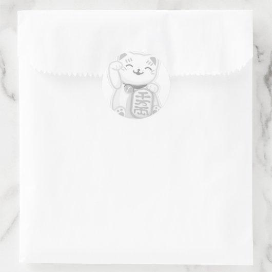 Maneki neko grau runder aufkleber (Tasche)