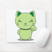 Maneki Neko - grüne glückliche Katze Mousepad (Mit Mouse)