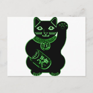 Maneki Neko Grüner Nebel Postkarte