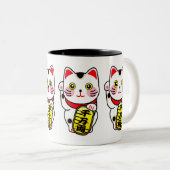 Maneki Neko Japan Lucky Cat Zweifarbige Tasse (VorderseiteRechts)