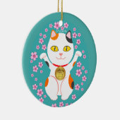 Maneki Neko Japanese Beckoning Lucky Cat Keramik Ornament (Rechts)