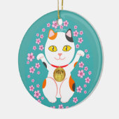 Maneki Neko Japanese Beckoning Lucky Cat Keramik Ornament (Links)