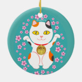 Maneki Neko Japanese Beckoning Lucky Cat Keramik Ornament (Hinten)