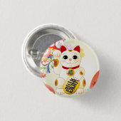 Maneki Neko Japanese Fortune Cat Button (Vorne & Hinten)