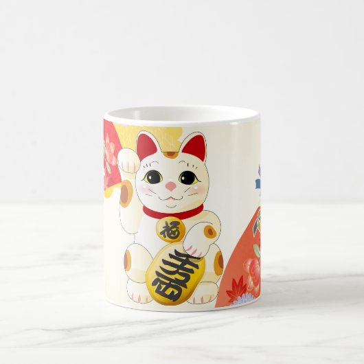 Maneki Neko Japanese Fortune Cat Kaffeetasse (Mittel)
