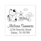 Maneki Neko Japanese Lucky Cat Address Permastempel (Design)