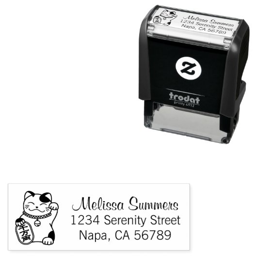 Maneki Neko Japanese Lucky Cat Address Permastempel (Beispiel)