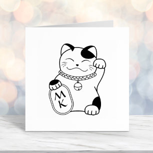 Maneki Neko Japanese Lucky Cat Monogram Permastempel