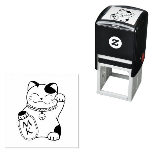 Maneki Neko Japanese Lucky Cat Monogram Permastempel (Beispiel)