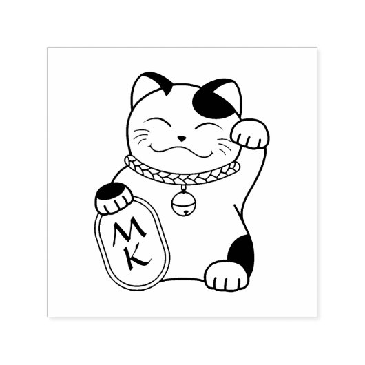 Maneki Neko Japanese Lucky Cat Monogram Permastempel (Design)