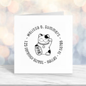 Maneki Neko Japanese Lucky Cat Round Address 2 Permastempel