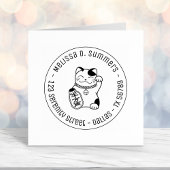 Maneki Neko Japanese Lucky Cat Round Address Permastempel