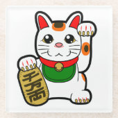 Maneki Neko: Japanisch Lucky Cat Glasuntersetzer (Vorderseite)