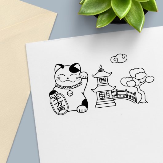 Maneki Neko Japanisch Lucky Cat Permastempel
