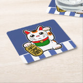 Maneki Neko: Japanisch Lucky Cat Rechteckiger Pappuntersetzer (angewinkelt)