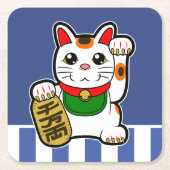 Maneki Neko: Japanisch Lucky Cat Rechteckiger Pappuntersetzer (Vorderseite)
