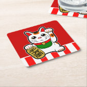 Maneki Neko: Japanisch Lucky Cat Rechteckiger Pappuntersetzer (angewinkelt)
