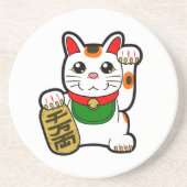 Maneki Neko: Japanisch Lucky Cat Sandstein Untersetzer (Vorne)