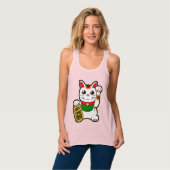 Maneki Neko: Japanisch Lucky Cat Tank Top (Vorderseite Vollansicht)