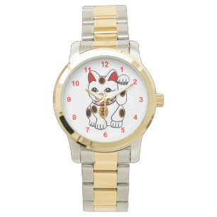 Maneki Neko japanische Bobtail Kaliko-Katze Armbanduhr