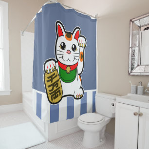 Maneki Neko: Japanische glückliche Katze Duschvorhang