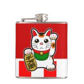 Maneki Neko: Japanische glückliche Katze Flachmann (Vorderseite)