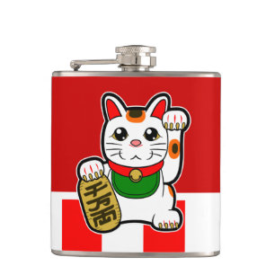 Maneki Neko: Japanische glückliche Katze Flachmann