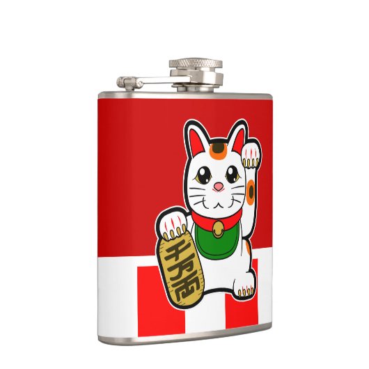 Maneki Neko: Japanische glückliche Katze Flachmann (Rechts)