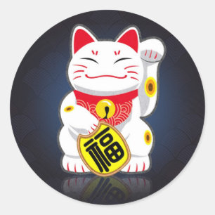 Maneki-neko - japanische glückliche Katze Runder Aufkleber