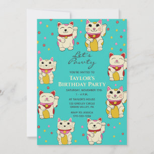 Maneki Neko Japanische Glückskatzen Geburtstag Einladung