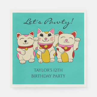 Maneki Neko Japanische Glückskatzen Geburtstag Serviette
