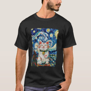 Maneki Neko Japanische Katze Glücklicher Sternenhi T-Shirt