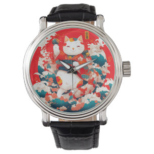 Maneki-Neko, Japanischer Lucky Cat Armbanduhr