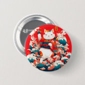 Maneki-Neko, Japanischer Lucky Cat Button (Vorne & Hinten)