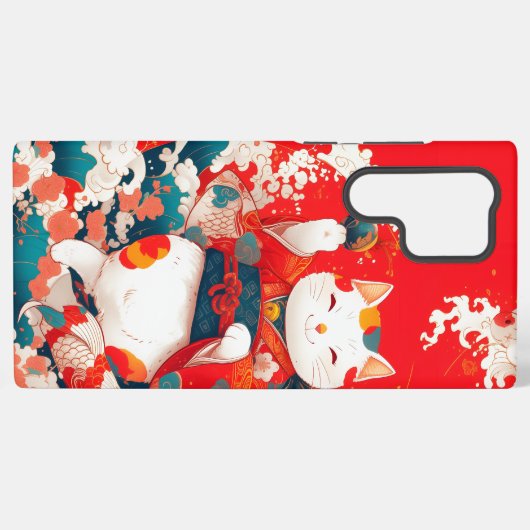 Maneki-Neko, Japanischer Lucky Cat Samsung Galaxy Hülle (Rückseite (Horizontal))