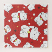 Maneki-Neko Katze, japanisches Doodle-Muster. Puzzle (Horizontal)