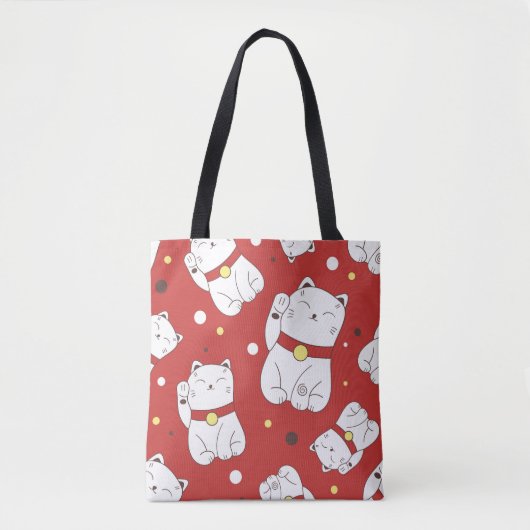 Maneki-Neko Katze, japanisches Doodle-Muster. Tasche (Vorderseite)