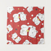 Maneki-Neko Katze, japanisches Doodle-Muster. Wandteppich (Vorderseite (Horizontal))