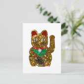 Maneki-Neko-Katze Postkarte (Stehend Vorderseite)