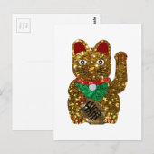 Maneki-Neko-Katze Postkarte (Vorne/Hinten)