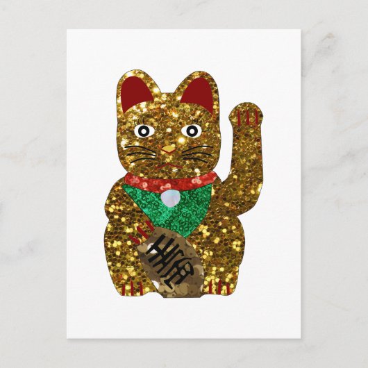 Maneki-Neko-Katze Postkarte (Vorderseite)