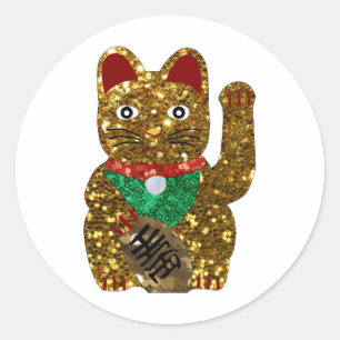 Maneki-Neko-Katze Runder Aufkleber