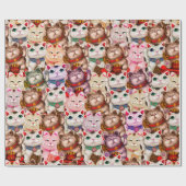 Maneki-neko-Katzen-Muster Geschenkpapier (Flach)