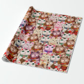 Maneki-neko-Katzen-Muster Geschenkpapier (Ungerollt)