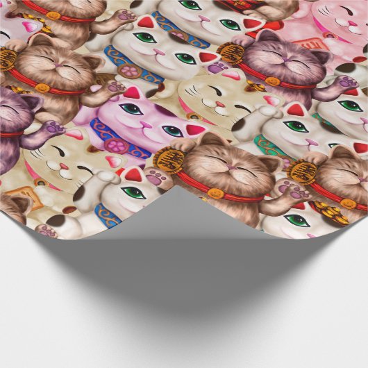 Maneki-neko-Katzen-Muster Geschenkpapier (Ecke)